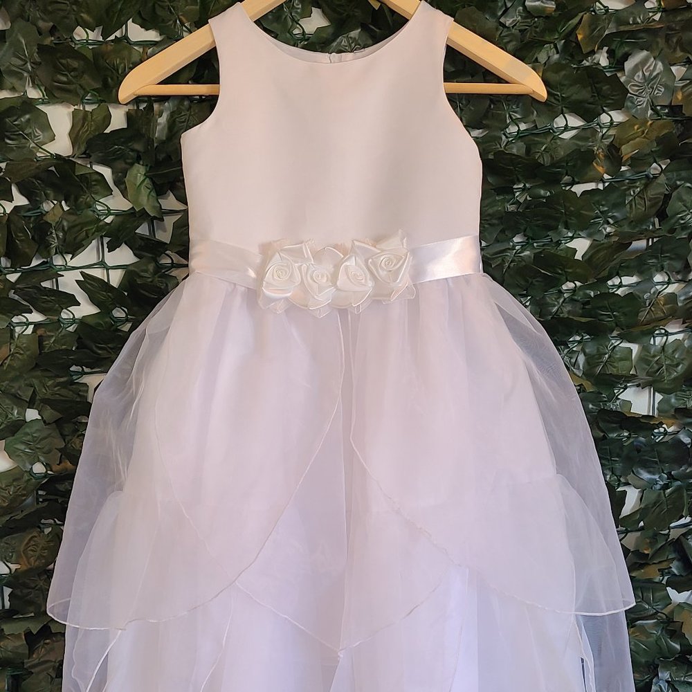 NWT Keepsake White Floral Banded Formal Dress Easter/Communion/Flower Girl